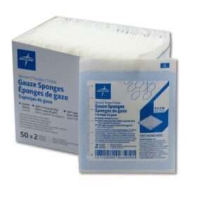 Woven Cotton Gauze Sponge, Sterile, 8-ply 5 x 5 cm, 100/Box