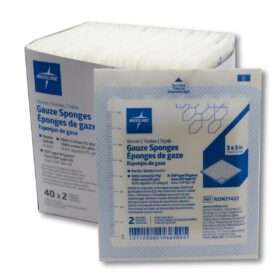 Woven Cotton Gauze Sponge, Sterile, 12ply, 7.6 x 7.6 cm