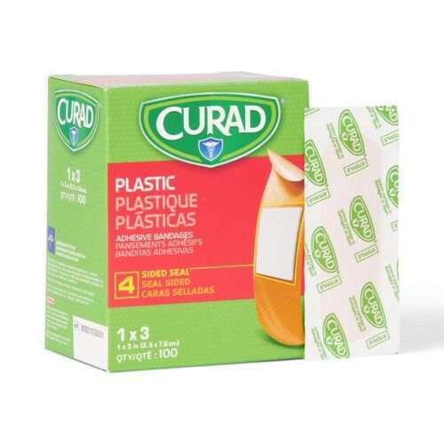 CURAD Plastic Adhesive Bandages, 1" x 3", 100/Box